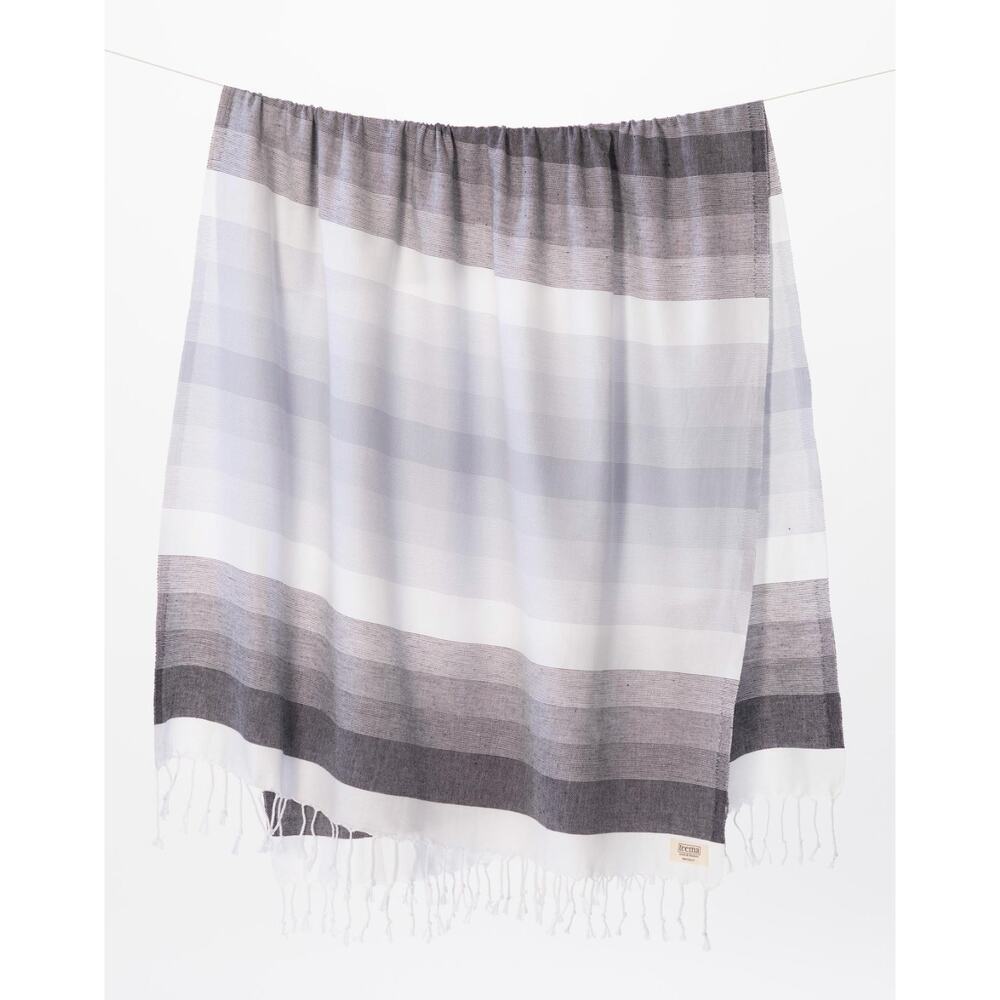 Teema The Grey Layers Organic Cotton Turkish Towel Bath Sheet 68" x 38" New